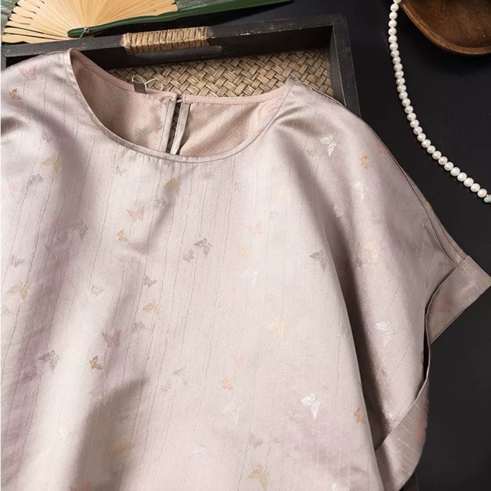 Butterfly Stripe Silk T-shirt